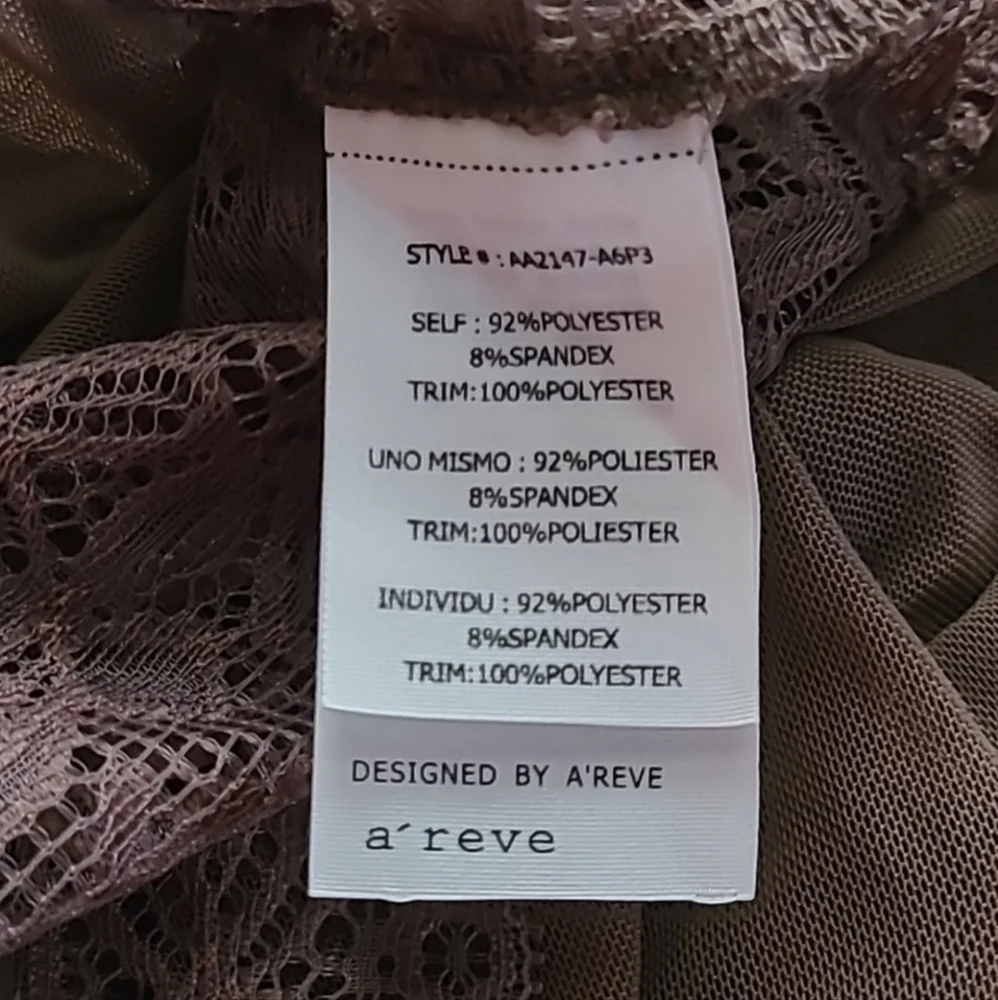 NWT A'reve Lace & Mesh Sheer Stretchy Crop Top in Brown Size Large - Picture 14 of 14